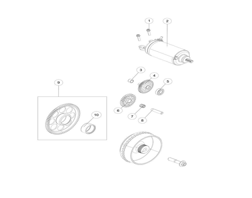 vue éclatée electric starter - cfmoto cf1000 mt-x 2026
