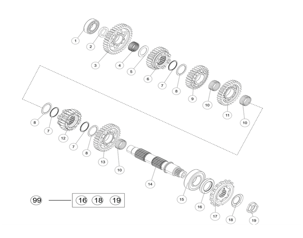 vue éclatée transmisson ii-countershaft - cfmoto cf1000 mt-x 2026