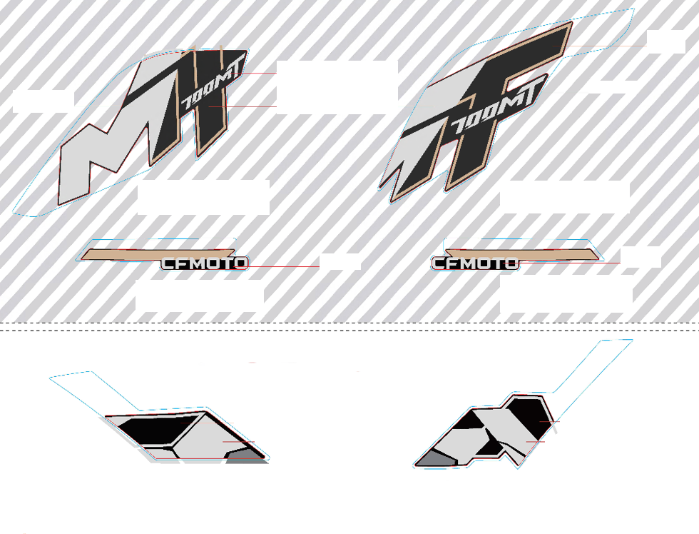 vue éclatée decal-nebula black - cfmoto cf700mt e5+ 2025
