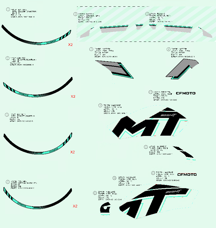 vue éclatée decal-sport-nebula black - cfmoto cf 800mt sport plus euro 5+ 2025