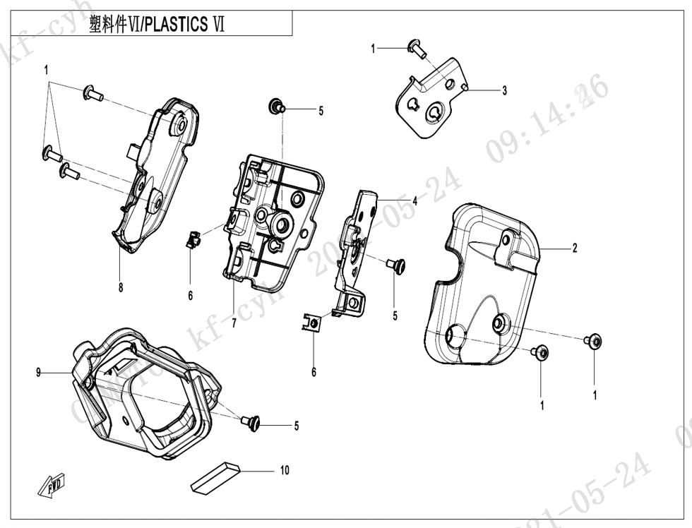 vue éclatée plastics6 - cfmoto cf 800mt desert 2023