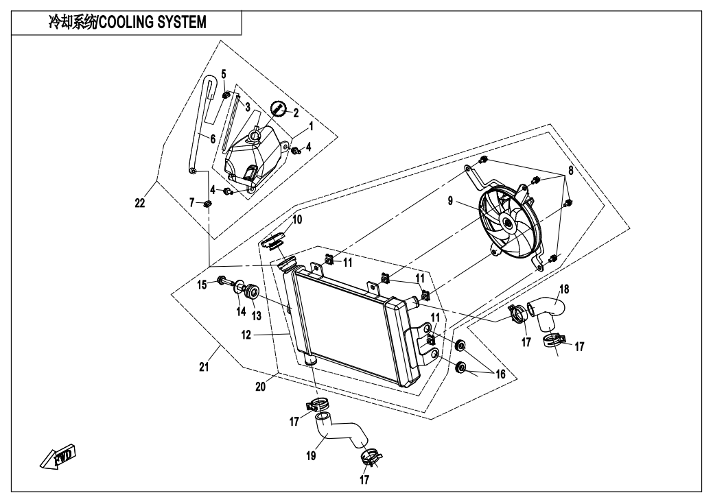 vue éclatée cooling system - cfmoto 650 nk abs 2018