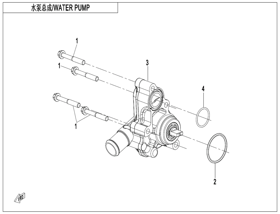 vue éclatée water pump - cfmoto cf450clc e5+ 2025