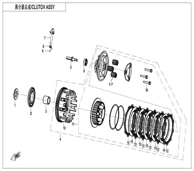 vue éclatée clutch fcc - cfmoto cf450 sr tc 2024