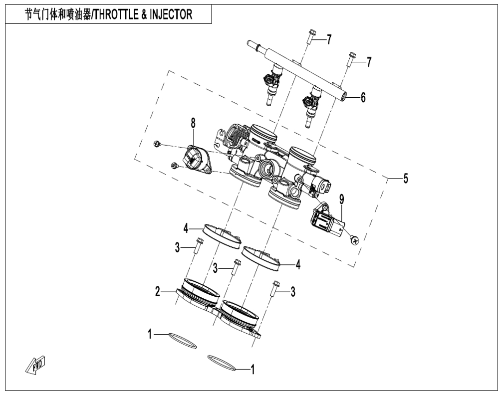 vue éclatée throttle&injector - cfmoto cf 450 mt euro 5+ 2026