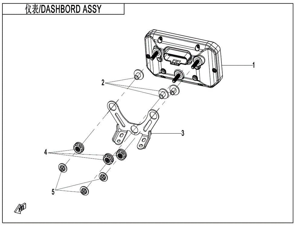 vue éclatée dashboard assy - cfmoto cf800 nk sport 2023