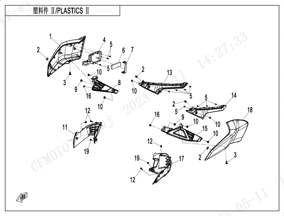 vue éclatée plastics 2 - cfmoto cf450 nk 2024