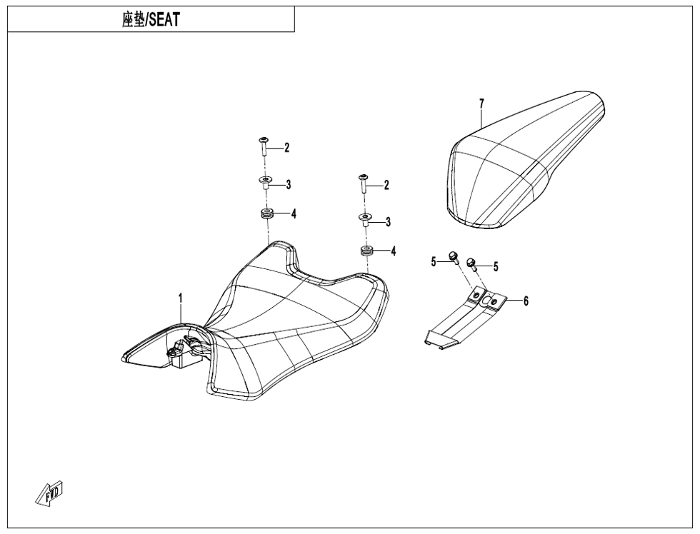 vue éclatée seat - cfmoto cf450 sr tc am26 e5+ 2026