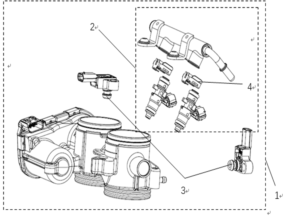 vue éclatée throttle&injector - cfmoto cf 800 mt-x euro 5+ 2025