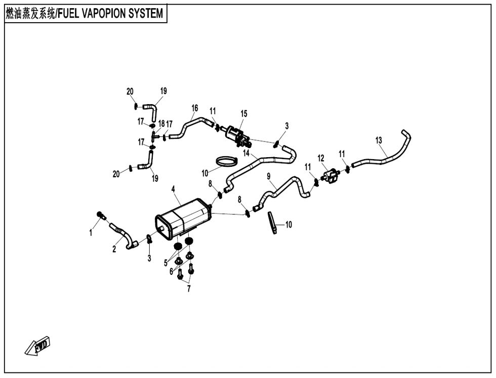 vue éclatée fuel vapopin system - cfmoto cf 800 mt-x euro 5+ 2025