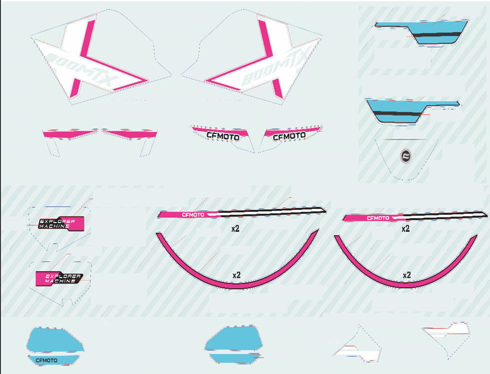 vue éclatée decals zephyr blue - cfmoto cf 800 mt-x euro 5+ 2025