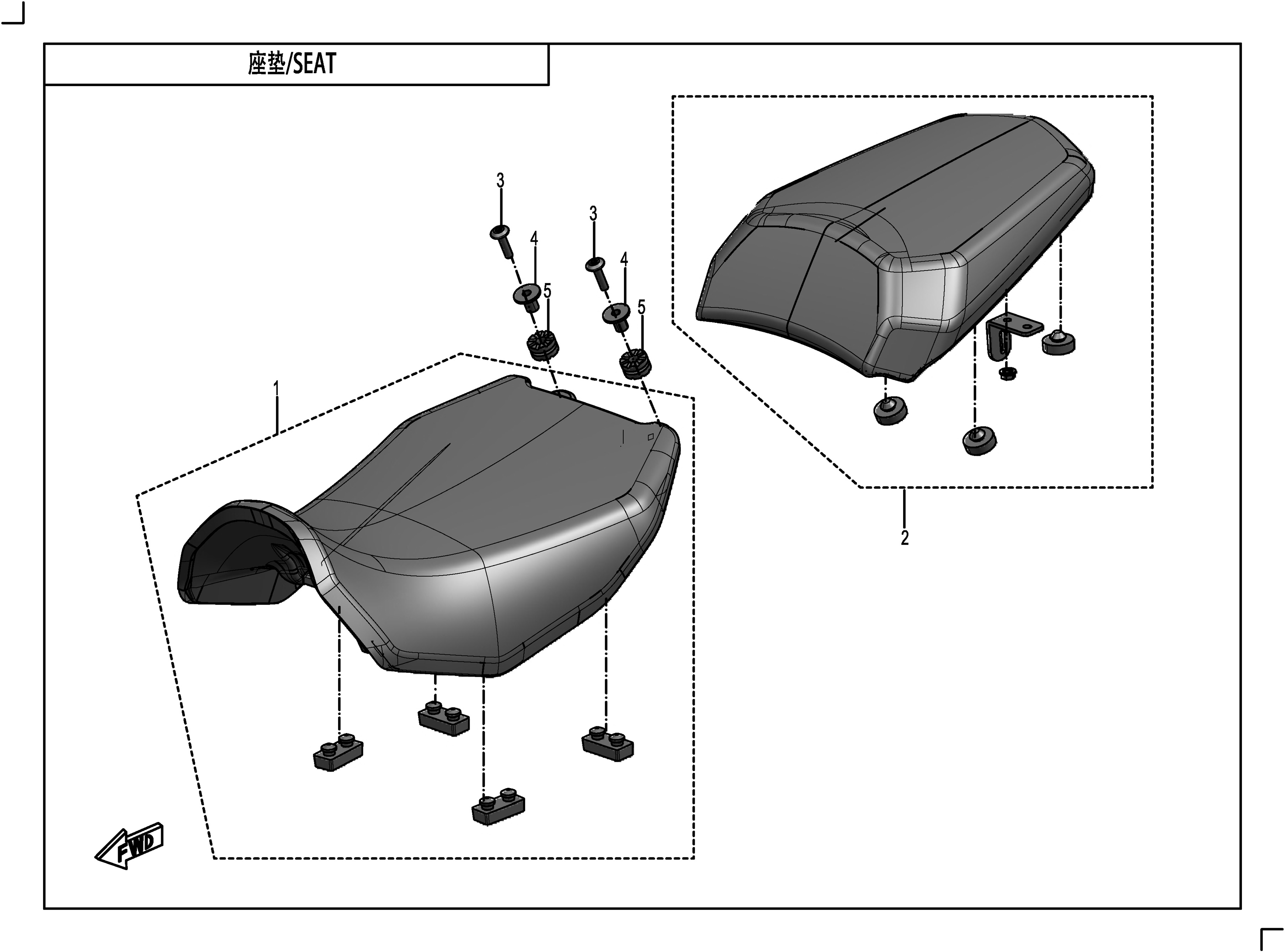 vue éclatée seat - cfmoto 400 gt abs 2019