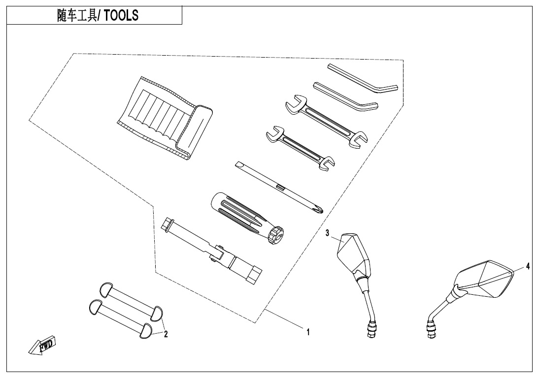 vue éclatée tools - cfmoto cf300nk 2020