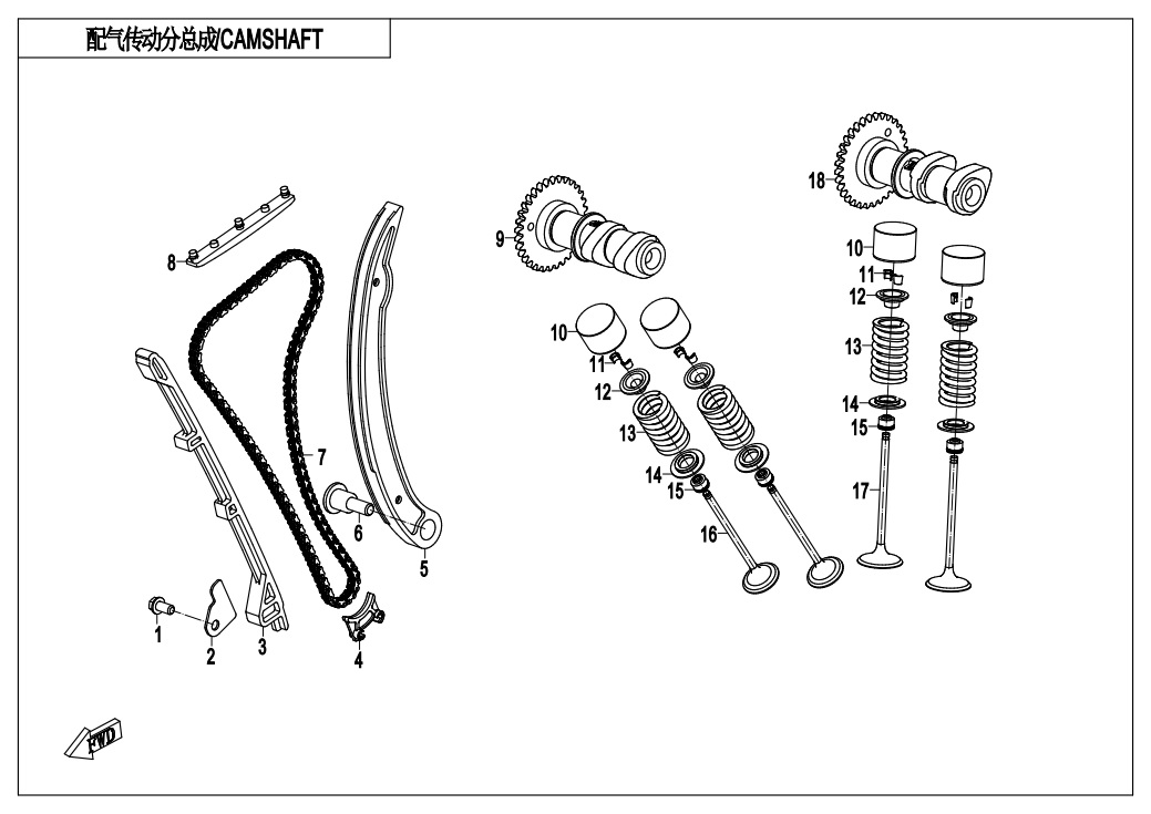 vue éclatée camshaft - cfmoto cf300nk 2020