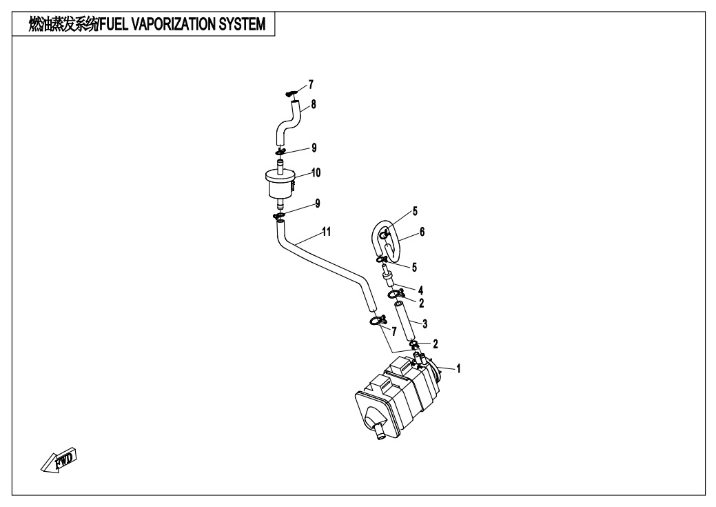 vue éclatée fuel vaporization system - cfmoto cf300nk 2020