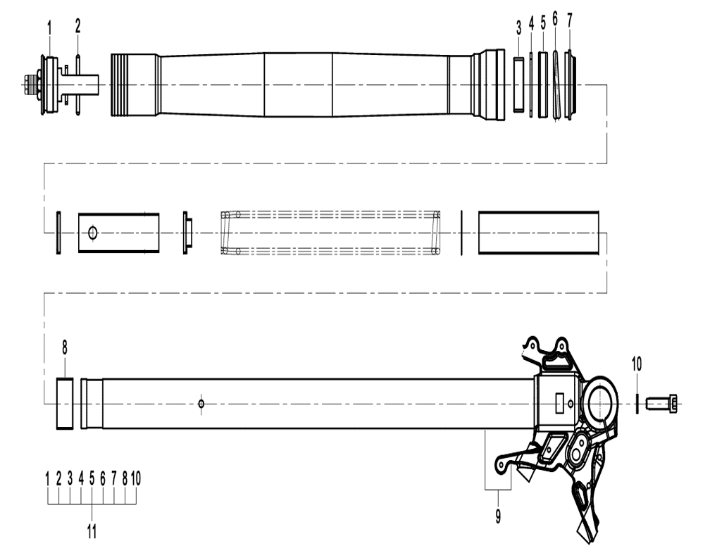 vue éclatée front shock absorber - cfmoto cf700mt e5+ 2026