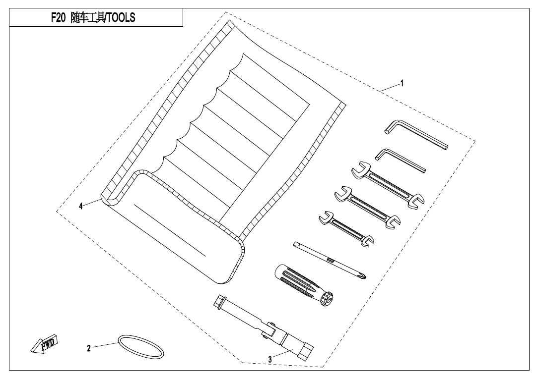 vue éclatée tools - cfmoto 650 mt abs with side box 2019