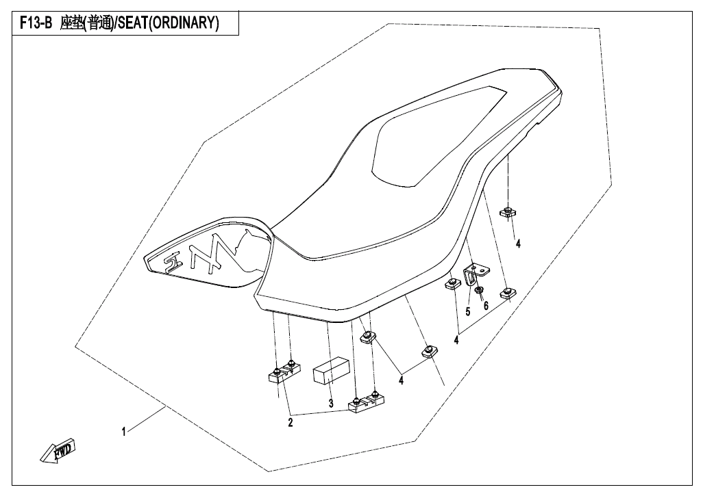 vue éclatée seat ordinary - cfmoto 650 mt abs with side box 2019
