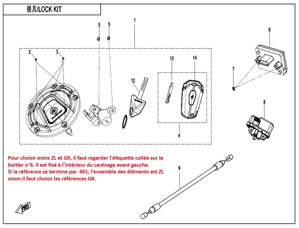 vue éclatée lock kit advanced - cfmoto cf800 nk advance tc 2024