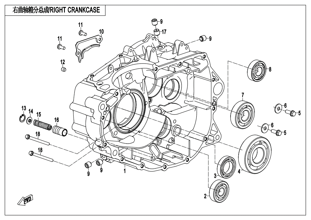 vue éclatée carter droit - cfmoto cf300nk euro 5 2021