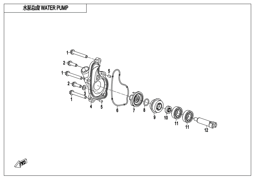 vue éclatée pompe a eau - cfmoto cf300nk euro 5 2021