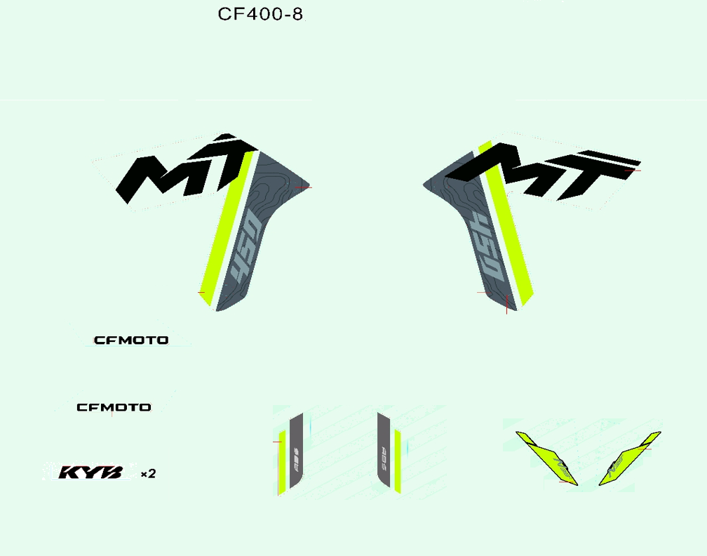 vue éclatée decal kits tundra grey - cfmoto cf 450 mt euro 5+ 2025