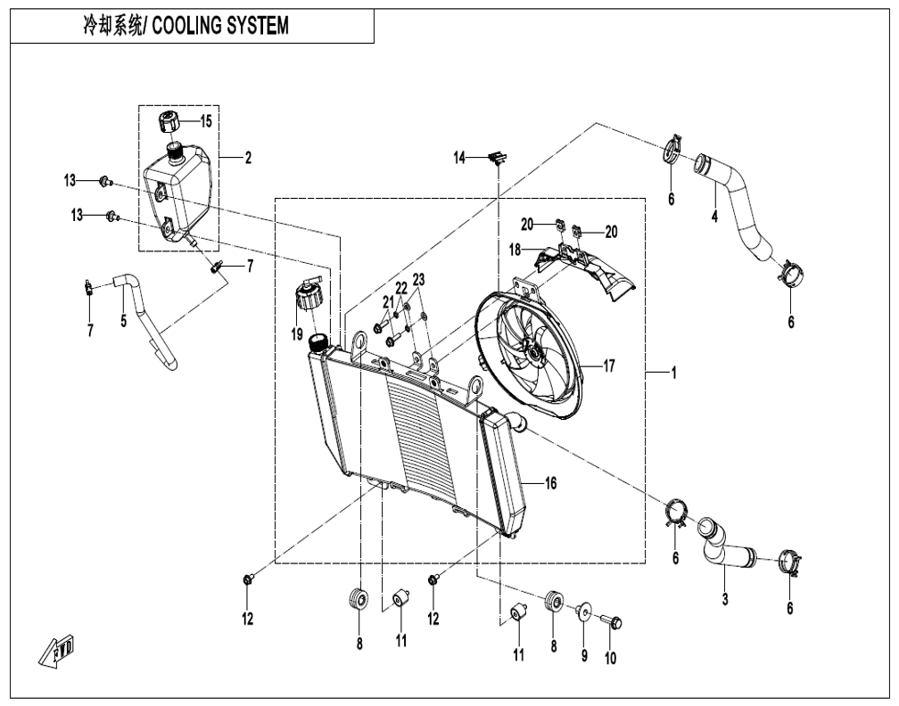 vue éclatée cooling system - cfmoto cf 450 mt euro 5+ 2025