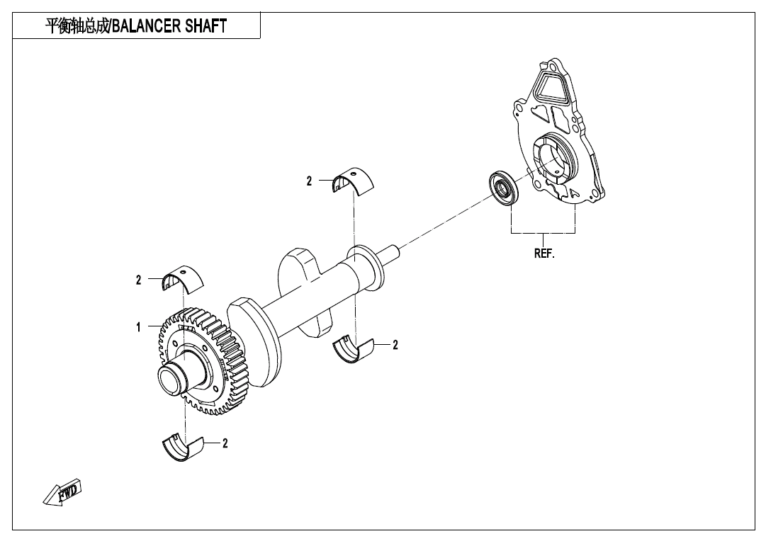 vue éclatée balancer shaft - cfmoto 400 nk abs 2019