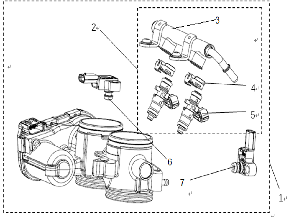 vue éclatée throttle&injector - cfmoto cf700 mt 2023