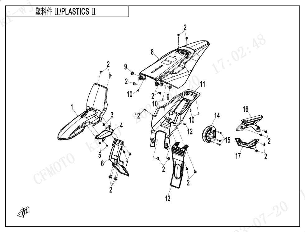 vue éclatée plastic2 - cfmoto cx-5e 2024