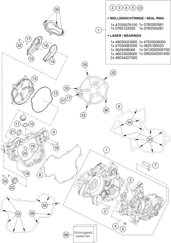 vue éclatée carter moteur - gasgas mc 85 17/14 2027