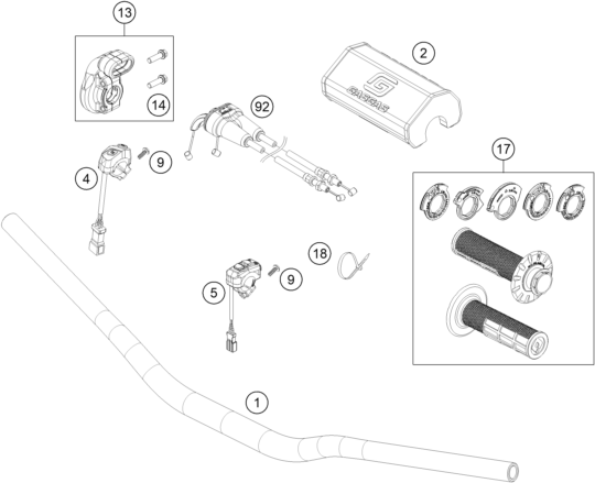 vue éclatée guidon, armatures - gasgas mc 125 2027