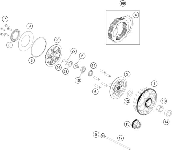 vue éclatée embrayage - gasgas mc 125 2027