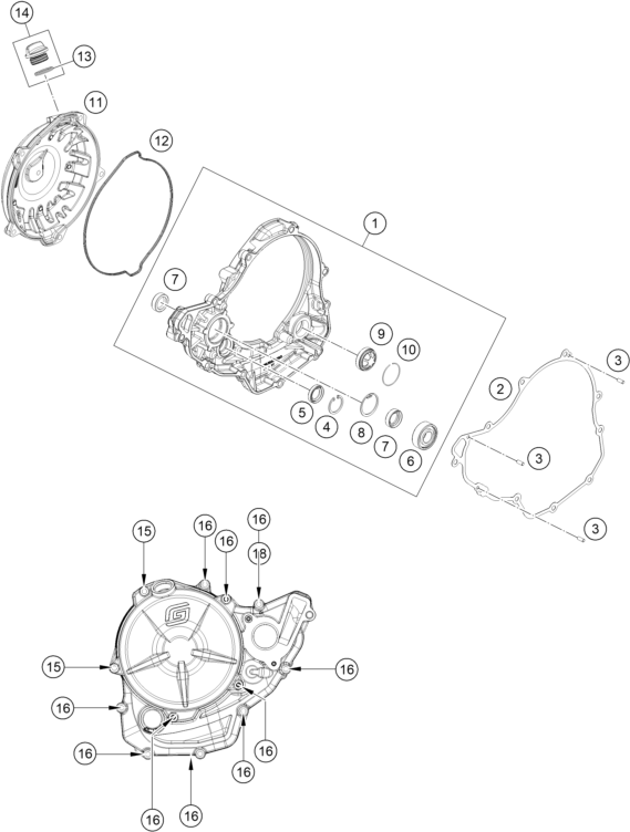 vue éclatée couvercle d’embrayage - gasgas mc 250f 2027