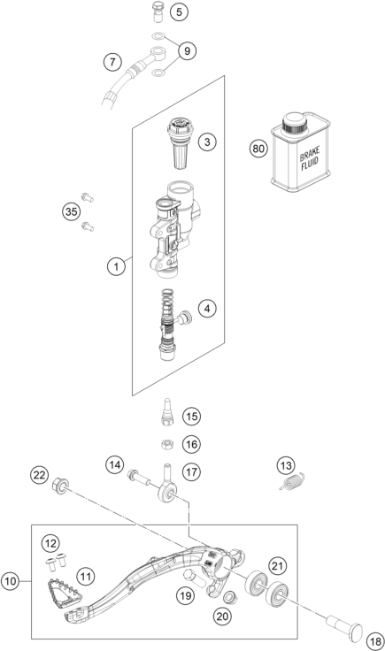 vue éclatée système de frein arrière - gasgas mc 450f 2027