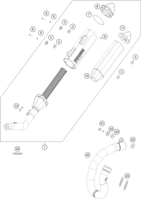 vue éclatée système d'echappement - gasgas mc 450f 2027
