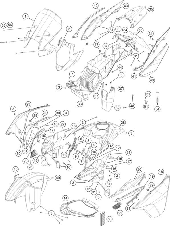 vue éclatée plaque, garde-boue - ktm 1190 adventure abs orange au 2013