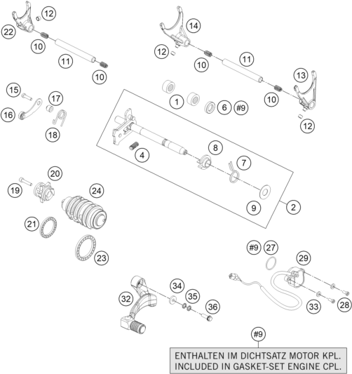 vue éclatée boîte de vitesse ii - arbre de sortie - ktm 1190 adventure abs orange au 2013