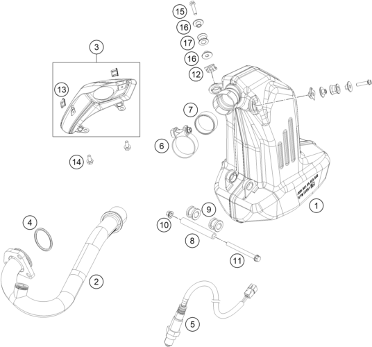 vue éclatée système d'echappement - ktm 125 duke white abs eu 2013