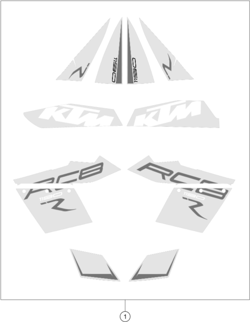 vue éclatée fourche téléscopique, té de fourche - ktm 1190 rc8 r white fr 2013