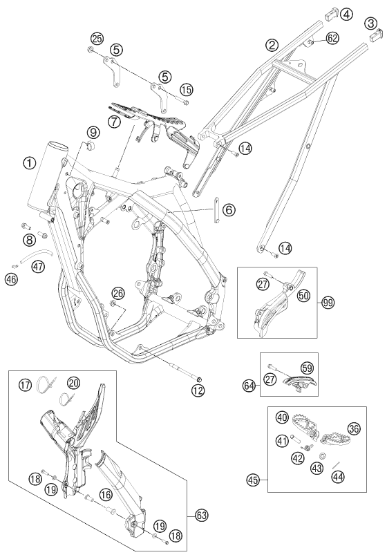 vue éclatée cadre - ktm 450 smr eu 2013