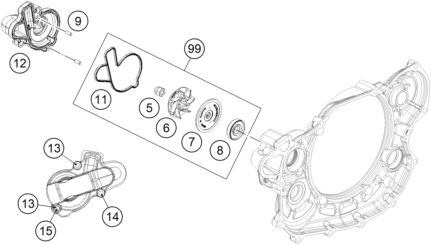 vue éclatée couvercle d’embrayage - ktm 450 smr eu 2013