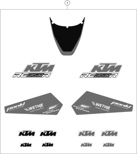 vue éclatée kit déco - ktm rc 250 r eu 2013