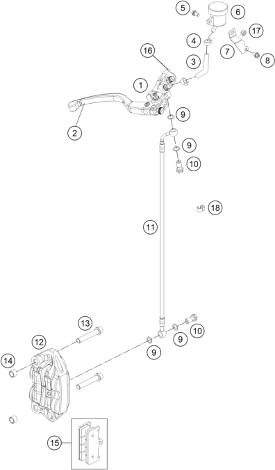 vue éclatée étrier de frein avant - ktm rc 250 r eu 2013