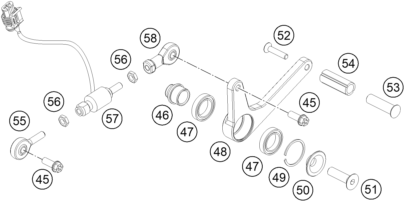 vue éclatée mécanisme de sélection - ktm rc 250 r eu 2013