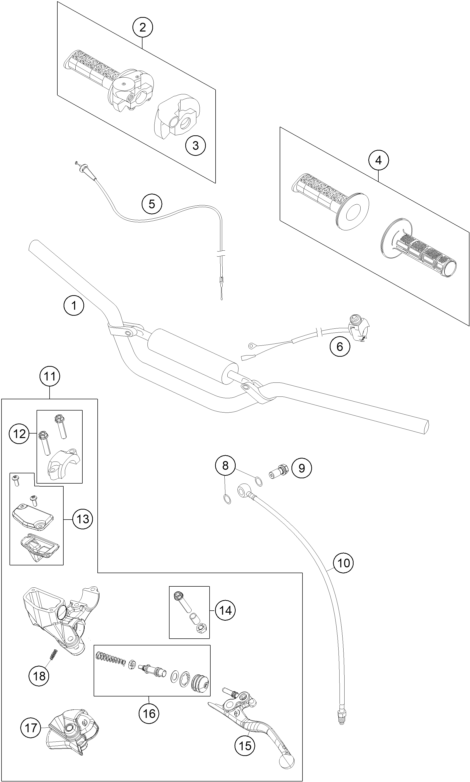 vue éclatée fourche téléscopique, té de fourche - ktm 65 sx eu 2014