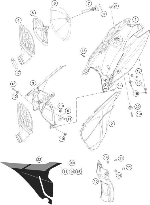 vue éclatée bras oscillant - ktm 85 sx 17/14 eu 2014