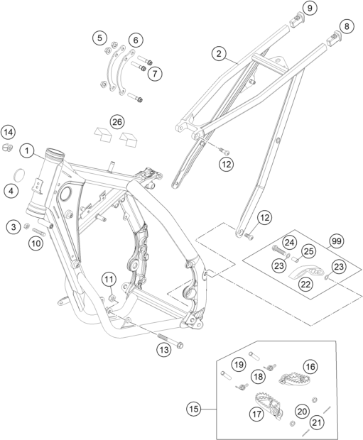 vue éclatée cadre - ktm 85 sx 17/14 eu 2014
