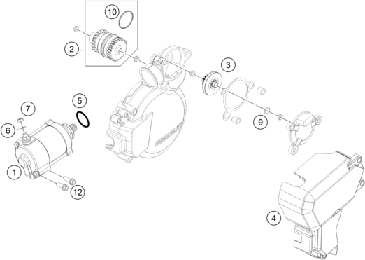 vue éclatée embrayage - ktm 200 exc au 2014
