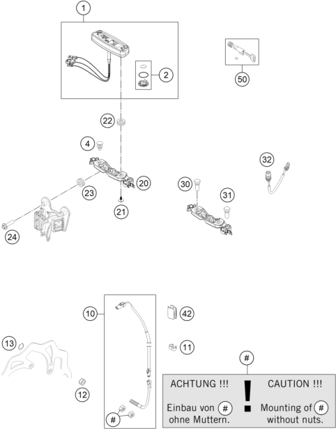 vue éclatée instruments / système de verrouillage - ktm 300 exc six-days eu 2014